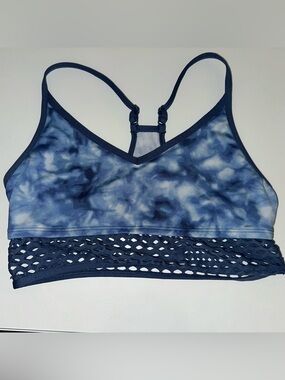 PINK Victoria's Secret Navy Tie-Dye Sports Bralette with Mesh Band